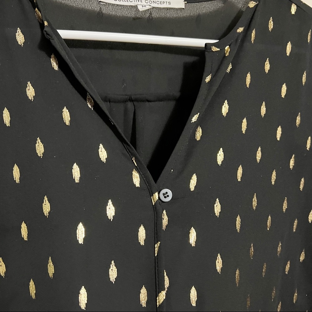Collective Concepts Blouse with Metallic Ikat Print M - Picture 3 of 11